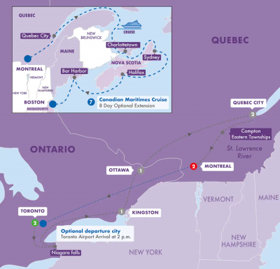 Map showing the Tour regions